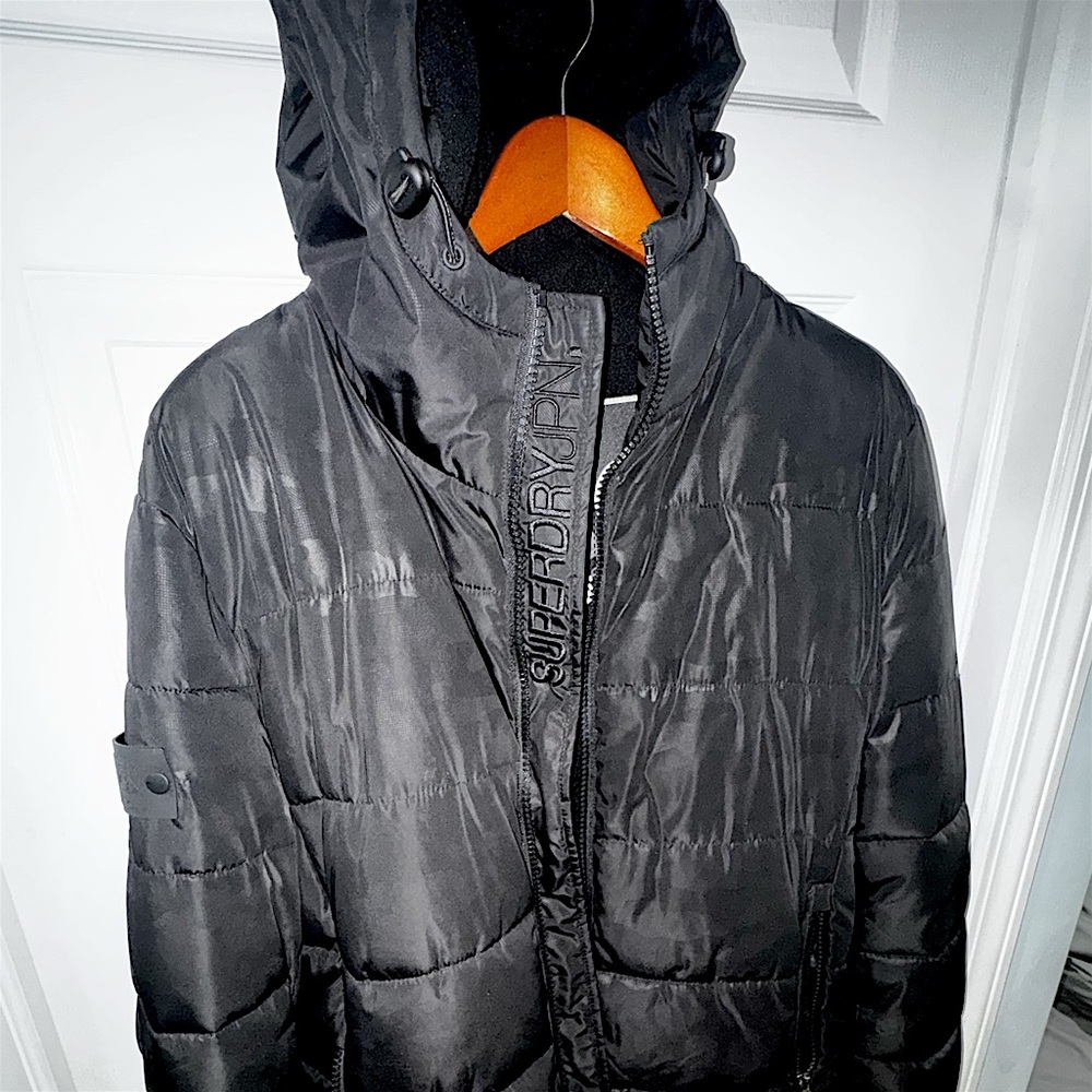 Superdry Men's Black Hooded Puffer Jacket